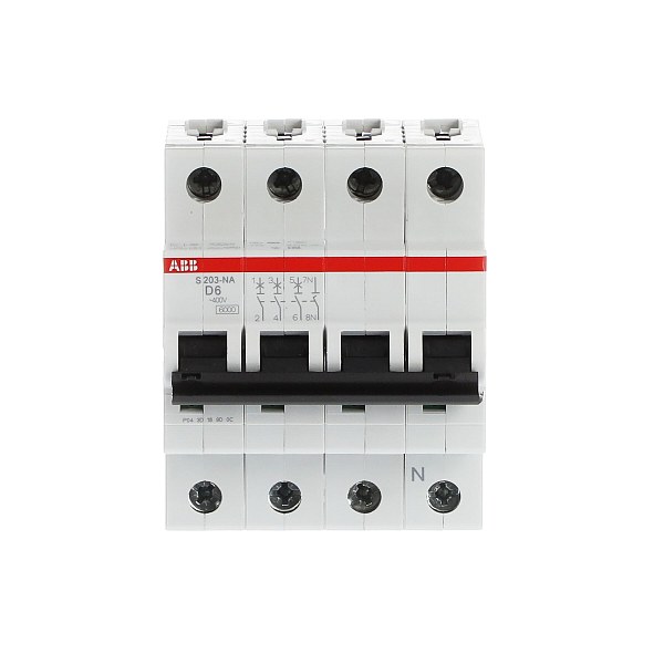 Автоматический выключатель ABB S203-D6NA 2CDS253103R0061, 6 А, 3 полюса, характеристика D, 400 В