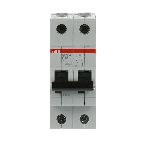 Автоматический выключатель ABB S202M-C13 2TAZ117200R0134, 13 А, 2 полюса, характеристика C, 230 В