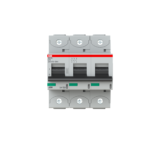 Автоматический выключатель ABB S803N-C16 2CCS893001R0164, 16 А, 3 полюса, характеристика C, 400 В