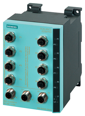 ​Промышленный коммутатор Siemens SCALANCE X208PRO 6GK5208-0HA10-2AA6, управляемый, 8 портов M12 10/100 Мбит/с, IP65/67, светодиодная диагностика, сигнальный контакт, резервируемое питание