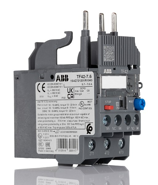 Реле перегрузки тепловое ABB TF42-7.6 1SAZ721201R1040, 5.5-7.6 А, для контакторов AF, класс 10