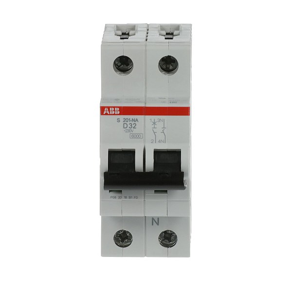 Автоматический выключатель ABB S201-D32NA 2CDS251103R0321, 32 А, 1 полюс, характеристика D, 230 В