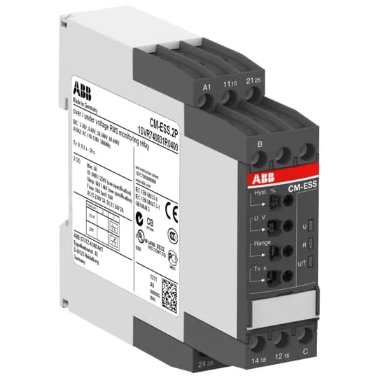 Реле контроля напряжения ABB CM-ESS.2S 1SVR730831R0400, 3–600 В AC/DC, 110–130 В AC