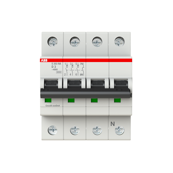 Автоматический выключатель ABB S203-D3 2CDS253001R0031, 3 А, 3 полюса, характеристика D, 400 В