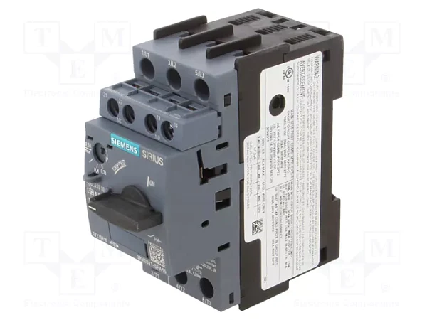 Автоматический выключатель двигателя Siemens 3RV2011-0FA15, размер S00, тепловой расцепитель 0,35–0,5 А, электромагнитный расцепитель 6,5 А, винтовые клеммы