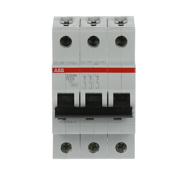 Автоматический выключатель ABB S203M-D25 2TAZ117300R0251, 25 А, 3 полюса, характеристика D, 400 В