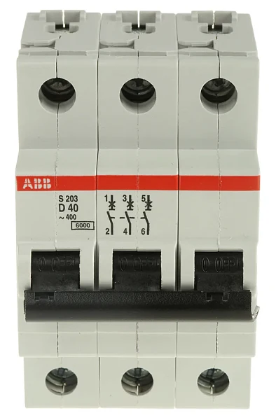 Автоматический выключатель ABB SH203-D40 2CDS213001R0401, 40 А, 3 полюса, характеристика D, 400 В