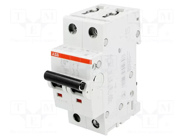 Автоматический выключатель ABB S202M-C16 2TAZ117200R0164, 16 А, 2 полюса, характеристика C, 400 В