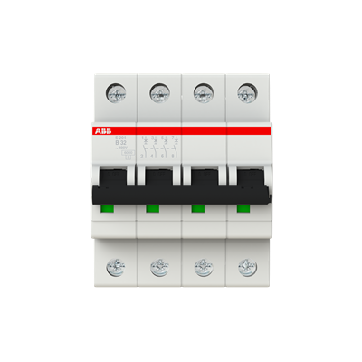 Автоматический выключатель ABB S204-B32 2CDS254001R0325, 32 А, 4 полюса, характеристика B, 400 В