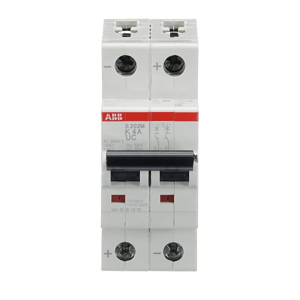 Автоматический выключатель ABB S202M-K4UC 2CDS272061R0337, 4 А, 2 полюса, характеристика K, 230 В