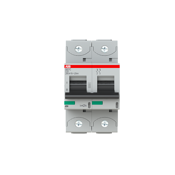 Автоматический выключатель ABB S802C-C25 2CCS882001R0254, 25 А, 2 полюса, характеристика C, 400 В