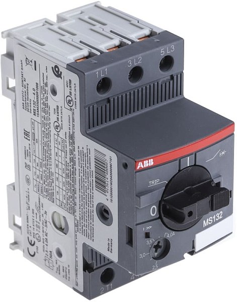 Автоматический выключатель для защиты двигателя ABB MS132-4.0 1SAM350000R1008, 2.5–4.0 А, 690 В AC