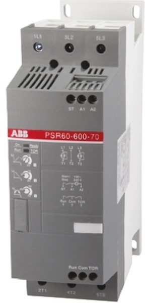 Плавный пускатель ABB 1SFA896113R1100, мощность 37 кВт, напряжение 208–600 В AC, 3 фазы, степень защиты IP10.