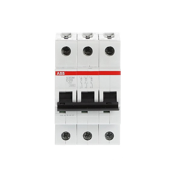 Автоматический выключатель ABB S203M-D20 2TAZ117300R0201, 20 А, 3 полюса, характеристика D, 400 В