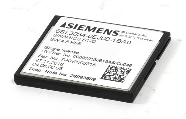Карта памяти Siemens SINAMICS S120 CompactFlash 6SL3054-0EJ00-1BA0, версия 4.8, без расширения производительности, включает лицензию