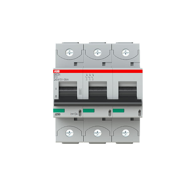 Автоматический выключатель ABB S803N-D13 2CCS893001R0131, 13 А, 3 полюса, характеристика D, 400 В