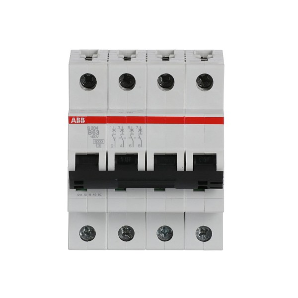 Автоматический выключатель ABB S204-B63 2CDS254001R0635, 63 А, 4 полюса, характеристика B, 400 В
