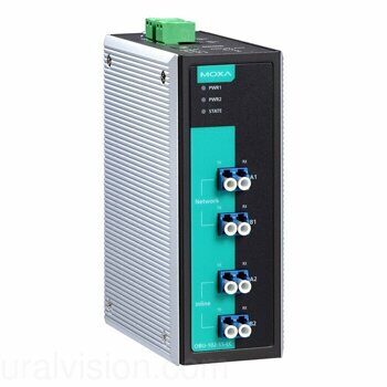 Оптический модуль Moxa OBU-102-SS-ST, 2 канала, 4 порта одномодового ST