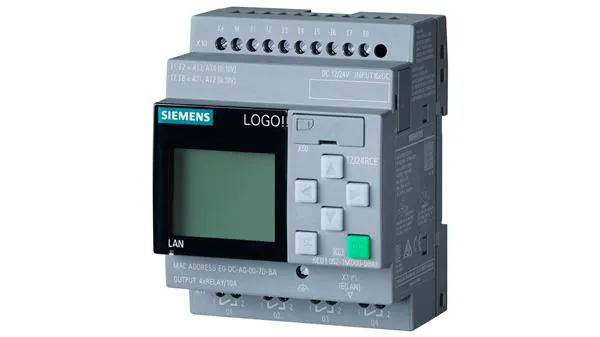 Программируемый логический контроллер Siemens LOGO! 12/24RCE 6ED1052-1MD08-0BA2, 8 дискретных входов (4 аналоговых), 4 дискретных выхода, 400 функциональных блоков.