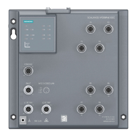 ​Промышленный коммутатор Siemens SCALANCE XP208 6GK5208-0HA00-2AS6, управляемый, 8 портов M12 10/100 Мбит/с, IP65/67, питание 24 В DC