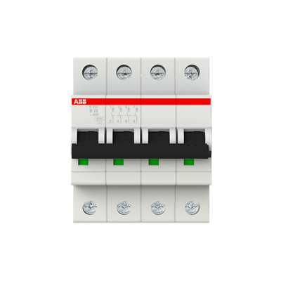 Автоматический выключатель ABB S204-B25 2CDS254001R0255, 25 А, 4 полюса, характеристика B, 400 В