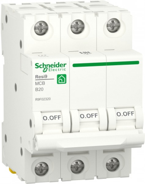 Автоматический выключатель Schneider Electric Resi9 R9F02320, 20А, 3-полюсный, характеристика B, 6000A