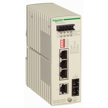 Промышленный коммутатор Schneider Electric ConneXium 499NSS25101, 4 порта RJ45 10/100 Мбит/с, 1 порт 100BASE-FX для одномодового оптоволокна