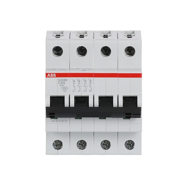 Автоматический выключатель ABB S204M-C40 2TAZ117400R0404, 40 А, 4 полюса, характеристика C, 400 В