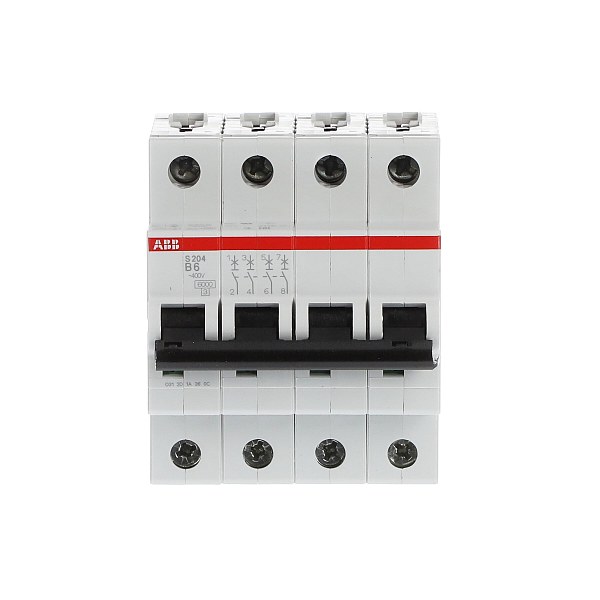Автоматический выключатель ABB S204-B6 2CDS254001R0065, 6 А, 4 полюса, характеристика B, 400 В