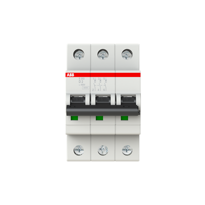 Автоматический выключатель ABB S203-D2 2CDS253001R0021, 2 А, 3 полюса, характеристика D, 400 В