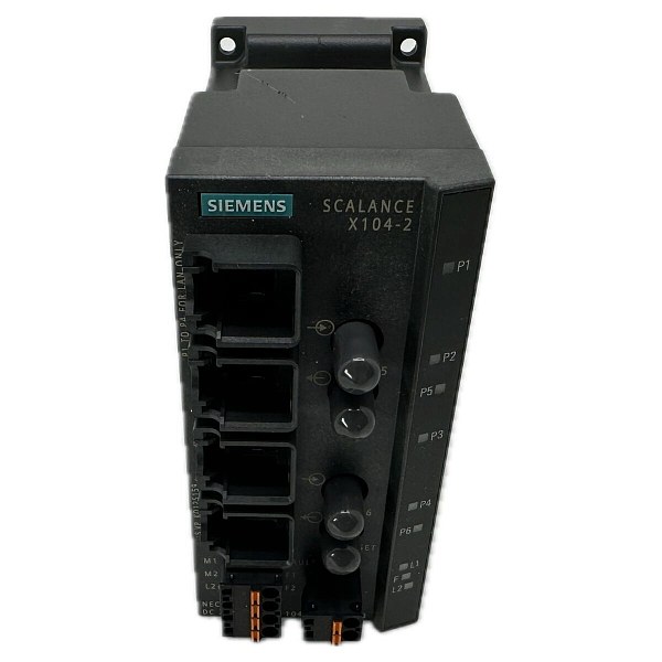 Промышленный коммутатор Siemens SCALANCE X104-2 6GK5104-2BB00-2AA3, неуправляемый, 4 порта 10/100 Мбит/с RJ45, 2 порта 100 Мбит/с BFOC для многомодового оптоволокна, светодиагностика, сигнальный контакт с кнопкой установки, резервное питание