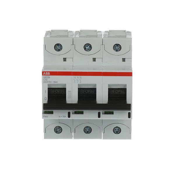 Автоматический выключатель ABB S803N-C10 2CCS893001R0104, 10 А, 3 полюса, характеристика C, 400 В
