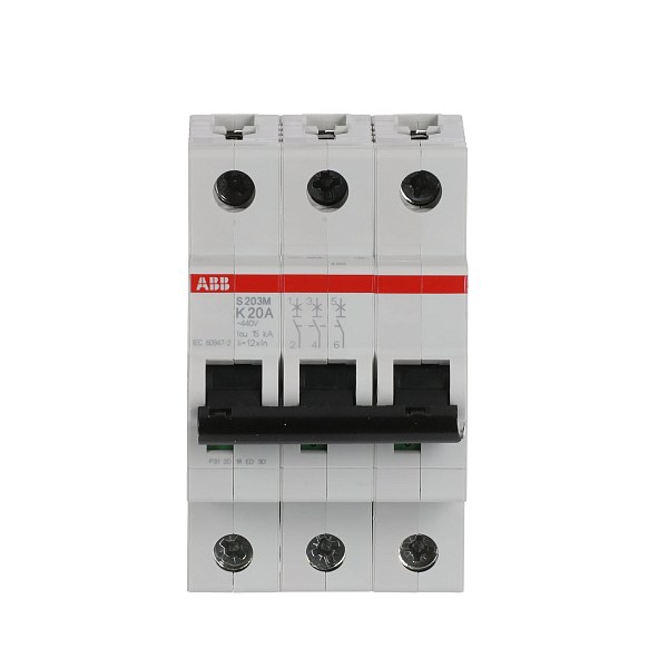 Автоматический выключатель ABB S203M-K20 2CDS273001R0487, 20 А, 3 полюса, характеристика K, 400 В