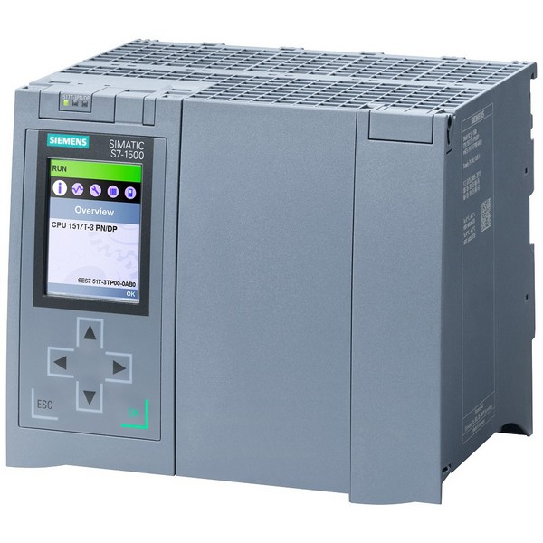 Центральный процессор  Siemens 6ES7517-3TP00-0AB0, SIMATIC S7-1500T, CPU 1517T-3 PN/DP, 3 МБ ОЗУ, 8 МБ данных, PROFINET IRT (2 порта), Ethernet, PROFIBUS, 2 нс, Safety Integrated