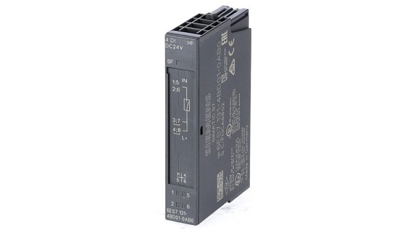 Модуль дискретного ввода Siemens SIMATIC DP 6ES7131-4BD01-0AA0, 4 входа 24 В DC, ширина 15 мм, совместим с системой ET 200S