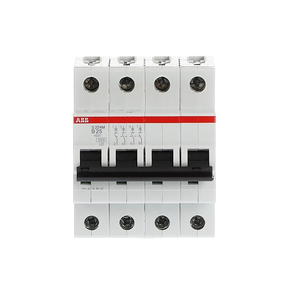 Автоматический выключатель ABB S204M-B25 2CDS274001R0255, 25 А, 4 полюса, характеристика B, 400 В