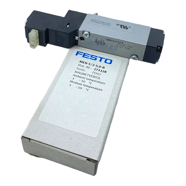 Распределитель с электроуправлением Festo MEH-5/2-1/8-P-L-B, 5/2-ходовой, G1/8, 24 В DC, с ручным дублированием, без штекерной розетки