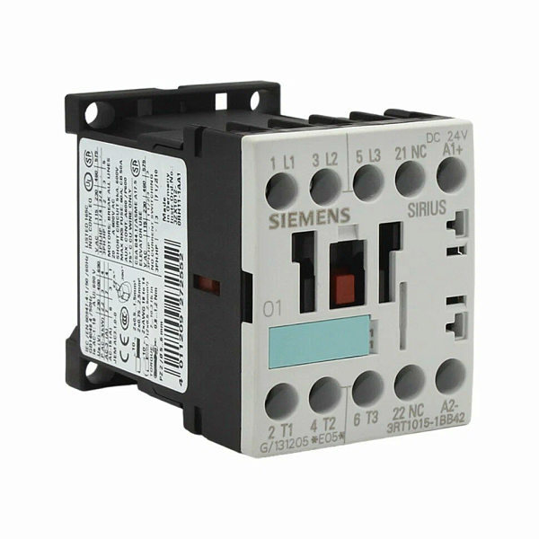 Контактор Siemens 3ZX1012-0RT02-1AA1, 3 полюса, 35 А, 600 В AC, катушка 24 В DC, монтаж на DIN-рейку Источники
