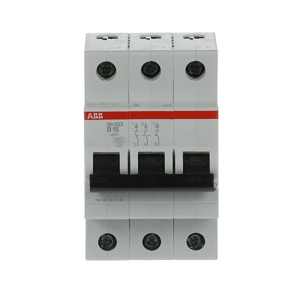 Автоматический выключатель ABB SH203-B16 2CDS213001R0165, 16 А, 3 полюса, характеристика B, 400 В