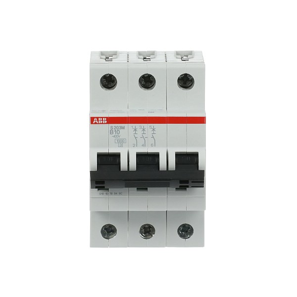 Автоматический выключатель ABB S203M-B10 2CDS273001R0105, 10 А, 3 полюса, характеристика B, 400 В