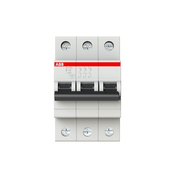 Автоматический выключатель ABB SH203-B10 2CDS213001R0105, 10 А, 3 полюса, характеристика B, 400 В