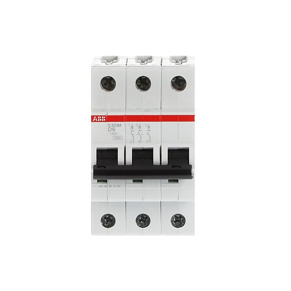 Автоматический выключатель ABB S203M-D6 2TAZ117300R0061, 6 А, 3 полюса, характеристика D, 400 В