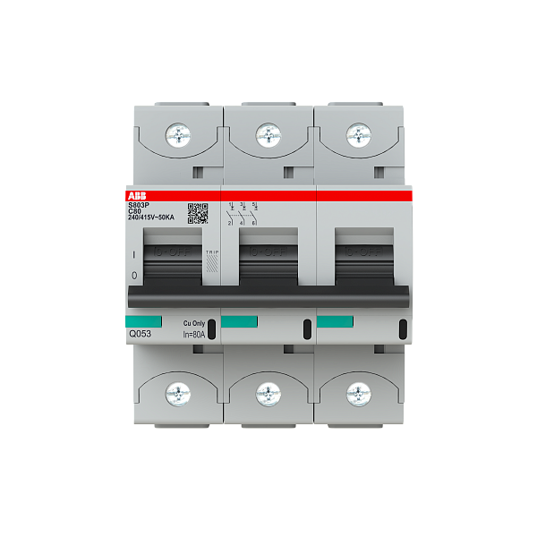 Автоматический выключатель ABB S803P-C100 2CCG001233R0001, 100 А, 3 полюса, характеристика C, 400 В
