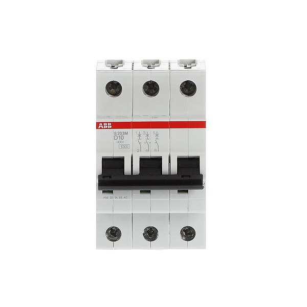 Автоматический выключатель ABB S203M-D10 2CDS273001R0101, 10 А, 3 полюса, характеристика D, 400 В