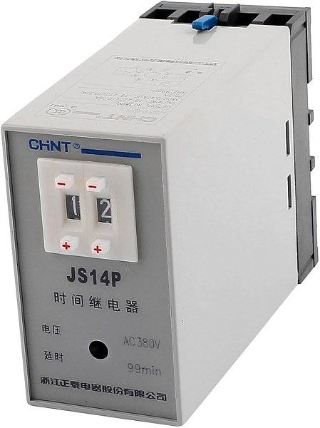 Реле времени Chint JS14P, диапазон до 99 секунд, напряжение питания 380 В AC.