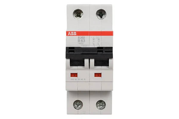 Автоматический выключатель ABB S202-B63 2CDS252001R0635, 63 А, 2 полюса, характеристика B, 400 В