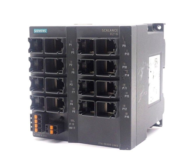 Промышленный коммутатор Siemens SCALANCE X216 6GK5216-0BA00-2AA3, управляемый, 16 портов 10/100 Мбит/с RJ45, светодиагностика, сигнальный контакт с кнопкой установки, резервное питание
