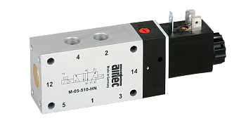 Электромагнитный клапан Airtec ME-07-511-HN-142, 5/2-ходовой, с механической пружиной возврата, номинальный размер 9 мм, соединение G1/4, напряжение питания 24 В DC, степень защиты IP65