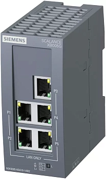 ​Промышленный коммутатор Siemens SCALANCE XB005G 6GK5005-0GA10-1AB2, неуправляемый, 5 портов 10/100/1000 Мбит/с RJ45, светодиагностика, питание 24 В DC, степень защиты IP20