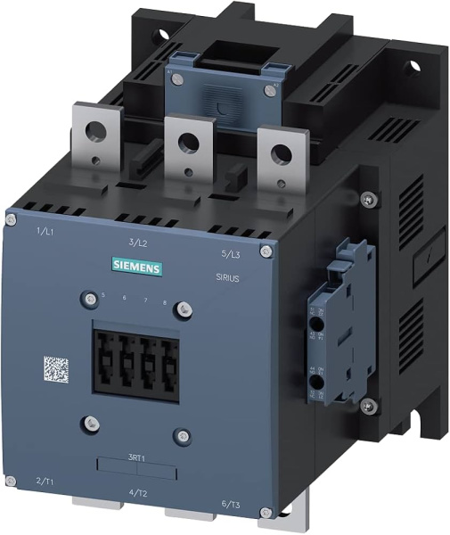 ​Контактор Siemens 3RT1075-6AP36, номинальный ток 400 А, мощность 200 кВт при 400 В AC (50-60 Гц), катушка управления 220-240 В AC/DC, 3 полюса, дополнительные контакты 2 NO + 2 NC